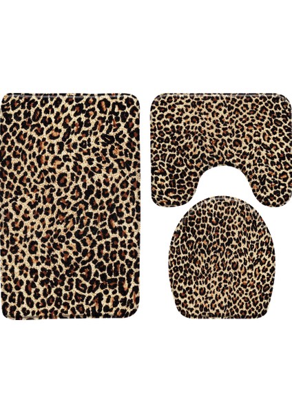 DD-17CY 60X40CM-23.6X15.7IN 3 Adet Set Sarı Gül Kırmızı Leopar Banyo Kaymaz Banyo Paspasları Moda Zebra Desen Yatak Odası Flanel Halı Klozet Kapağı Kilim (Yurt Dışından)
