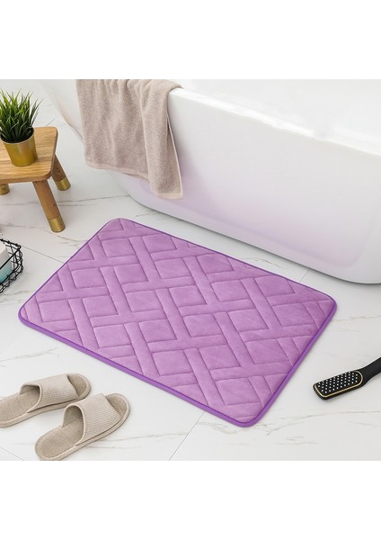 Mor Kare 45X75 45X120 cm Yumuşak Ribaund Banyo Banyo Paspas Seti Çok Boyutlu Küvet Lavabo Tuvalet Halıları Oturma Odası Yatak Odası Mutfak Alanı Halıları Büyük Boy (Yurt Dışından)
