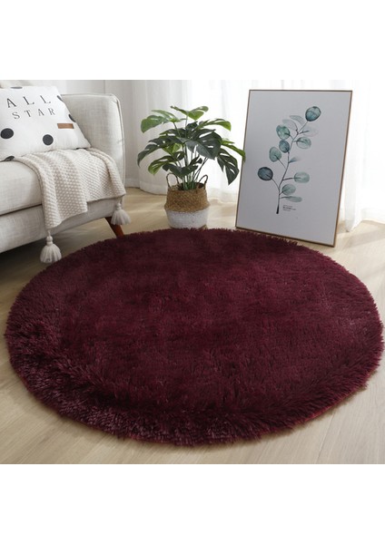 Şarap Kırmızı 80 cm Kaymaz Kabarık Halı Modern Ev Dekor Peluş Büyük Tüylü Halı Paspaslar Kanepe Oturma Yatak Odası Başucu Mat Balkon Halıları (Yurt Dışından)
