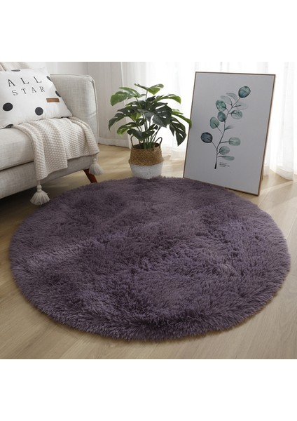 Gri Mor 60 cm Kaymaz Kabarık Halı Modern Ev Dekor Peluş Büyük Shaggy Kilim Paspaslar Kanepe Oturma Yatak Odası Başucu Mat Balkon Halıları (Yurt Dışından)