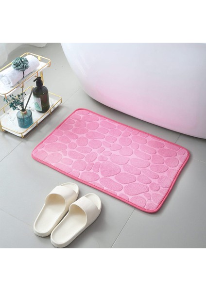 Pembe 40X60CM Ev Banyo Paspas Kaymaz Çakıl Halı Emici Lavabo Yatak Odası Zemin Tuvalet Bellek Köpük Yıkanabilir Halı Banyo Dekor Mat. (Yurt Dışından)