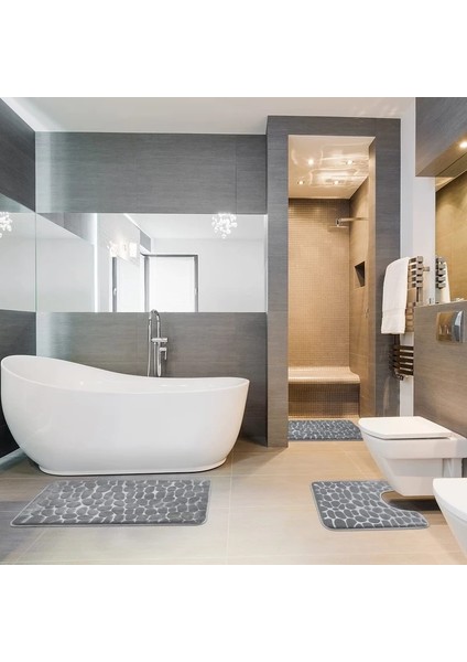 Koyu Mavi-2pcs 3'lü Set Banyo Banyo Paspas Seti Yumuşak Kaymaz 2pcs Arnavut Kaldırımı Mat Banyo Halısı Emici Duş Halıları Tuvalet Kapağı Kapağı Zemin (Yurt Dışından) indirimleri