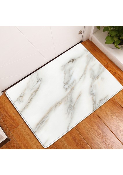 BJW-4060-211005 (5) 400MMX600MM Mermer Desen Mutfak Halısı Yatak Odası Giriş Paspas Oturma Odası Koridor Dekorasyon Halıları Ev Balkon Banyo Zemin Kaymaz Mat (Yurt Dışından)