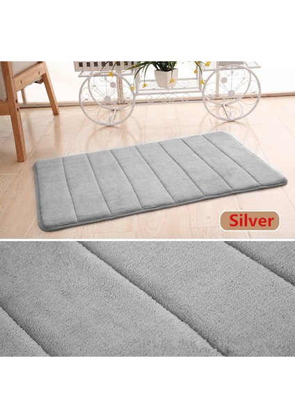 Gümüş Gri 60X40 cm Ev Mercan Polar Mat Banyo Su Emme Kaymaz Bellek Köpük Halı Emici Yıkanabilir Halı Tuvalet Zemin Banyo Paspası (Yurt Dışından) modelleri