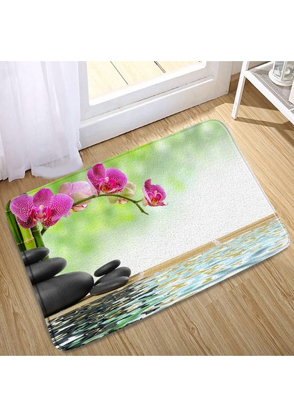 DD-10533J 40X60CM-15.7X23.6IN Zen Banyo Paspas Meditasyon Taş Yeşil Bambu Çiçek Manzara Kaymaz Halılar Mutfak Halı Paspas Giriş Banyo Yatak Odası Dekoru (Yurt Dışından)