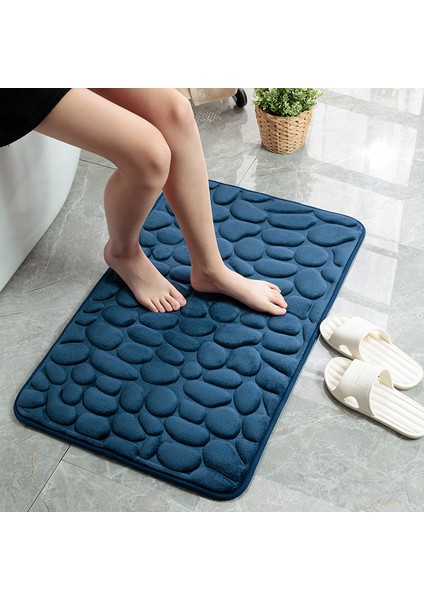 Mavi 50X80CM Arnavut Kaldırımı Kabartmalı Banyo Banyo Paspas Kaymaz Halılar Lavabo Küvet Yan Kilim Duş Odası Paspas Hafızalı Köpük Ped (Yurt Dışından)