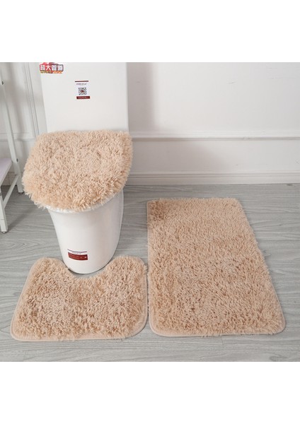 Açık Kahve 3 Adet/takım Peluş Banyo Banyo Paspas Seti Kaymaz Tuvalet Halıları ve Tuvalet Kapağı Kapağı Banyo Için Yumuşak Tüylü Duş Halı Paspaslar (Yurt Dışından)