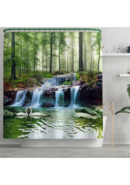 Duş PERDESI-736 Resim Olarak Göster Traditiona Stil Banyo Paspas ve Duş Perdesi Seti Kaymaz U-Şekilli Tuvalet Halısı Banyo Paspas Su Geçirmez Duş Perdesi (Yurt Dışından)