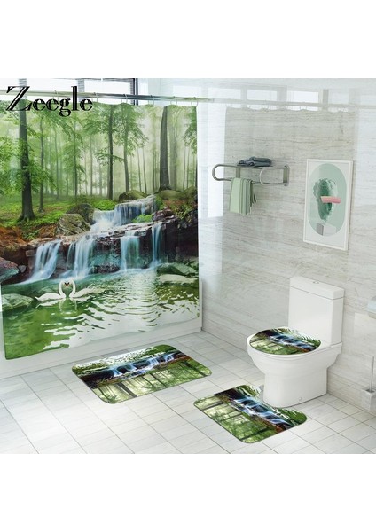 Duş PERDESI-736 Resim Olarak Göster Traditiona Stil Banyo Paspas ve Duş Perdesi Seti Kaymaz U-Şekilli Tuvalet Halısı Banyo Paspas Su Geçirmez Duş Perdesi (Yurt Dışından) fiyatları