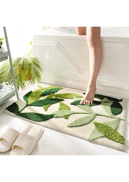 Limon Ağacı 50X80 cm Inyahome Lüks Banyo Paspasları Yeşil Yapraklar Kaymaz Emici Mikrofiber Banyo Halısı Ev Dekorasyon Süper Yumuşak Banyo Halısı Halıları (Yurt Dışından)