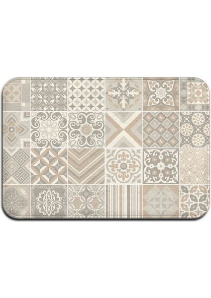 BJW-4060-211021(74) 500MMX800MM Gri Bohem Mandala Çiçek Halı Polyester Halı Kaymaz Zemin Mat Paspas Yatak Odası Mutfak Kapı Banyo Dekorasyonu (Yurt Dışından)