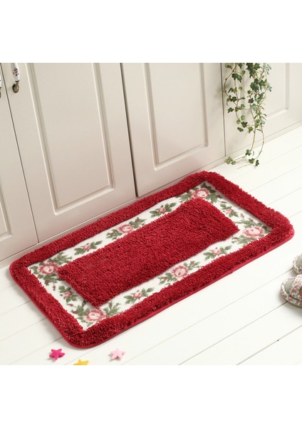 Tuoyuan Kırmızı Yaklaşık 50X80 cm 6 Boyutları Kare Paspas Zemin Halı Oturma Odası Yatak Odası Koridor Su Emme Kaymaz Banyo Paspas Tuvalet Halı Ayak Pedi (Yurt Dışından) fırsatları
