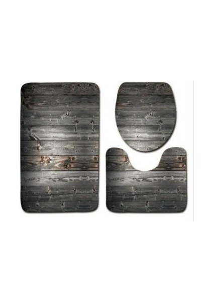 Stil 5 45X75 cm Ahşap Tahıl Desen Banyo Dekor Tuvalet Üç Parçalı Set Kaymaz Banyo Paspasları Setleri Banyo Ürünleri Banyo Halısı Banyo Paspası (Yurt Dışından)