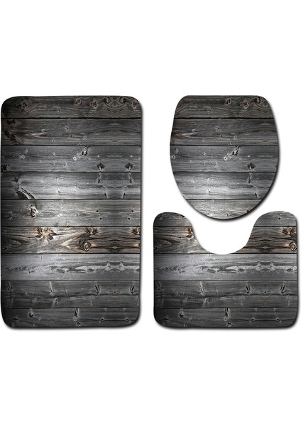 Stil 5 45X75 cm Ahşap Tahıl Desen Banyo Dekor Tuvalet Üç Parçalı Set Kaymaz Banyo Paspasları Setleri Banyo Ürünleri Banyo Halısı Banyo Paspası (Yurt Dışından) modelleri