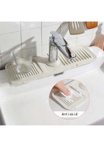Siyah 37X14 cm Silikon Musluk Emici Mat Mutfak Lavabo Sıçrama Koruması Lavabo Su Sıçrama Koruması Banyo Tezgahı Koruyucu Lavabo Drenaj Mat (Yurt Dışından) fırsatları