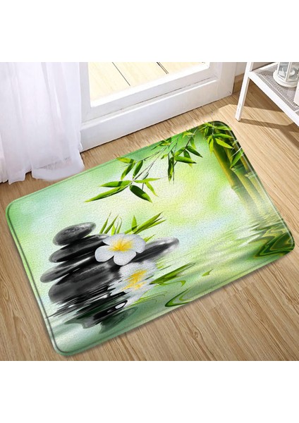 DD-10553J 40X60CM-15.7X23.6IN Zen Banyo Paspas Meditasyon Taş Yeşil Bambu Çiçek Manzara Kaymaz Halılar Mutfak Halı Paspas Giriş Banyo Yatak Odası Dekoru (Yurt Dışından)