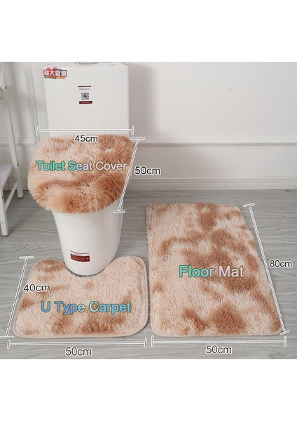 Degrade Haki Set 3 Adet/takım Peluş Banyo Paspas Yumuşak Kabartmak Duş Halısı Kaymaz Banyo Halıları Halı Banyo Aksesuarları Tuvalet Kapağı Kapağı (Yurt Dışından)