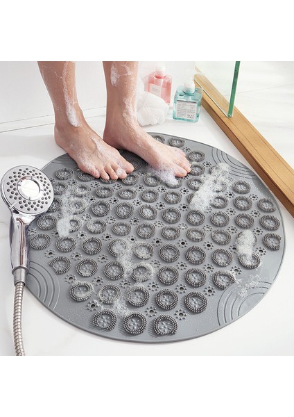 H3-AMAT03-GR 55X55CM 55*55CM Dokulu Yüzey Yuvarlak Duş Mat Kaymaz Banyo Paspasları Drenaj Delikli Masajlı Duş Halısı Duş Kabini, Banyo (Yurt Dışından)