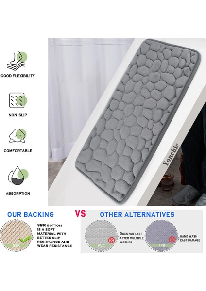 Beyaz 50 cm x 80 cm Arnavut Kaldırımı Kabartmalı Banyo Banyo Paspas Mercan Polar Kaymaz Halı Küvet Zemin Halı Duş Odası Paspas Bellek Köpük Ped (Yurt Dışından) modelleri