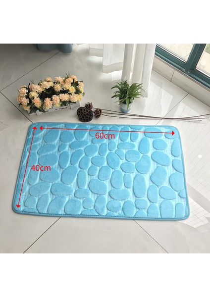 Gök Mavisi 1 Adet Yeni Çizgili Mat Ev Banyo Banyo Paspas Seti Tuvalet Paspas Kaymaz Banyo Paspas Banyo Halı Duş Halı Seti Tuvalet Kapağı Zemin Mat (Yurt Dışından)