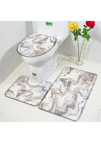 4169A-3PCS Set 40X60CM-15.7X23.6IN Soyut Mermer Banyo Paspas Seti Gri Altın Dokulu Desen Modern Minimalist Banyo Dekor Halı Kaymaz Kilimler Tuvalet Kapağı Kapağı (Yurt Dışından) modelleri