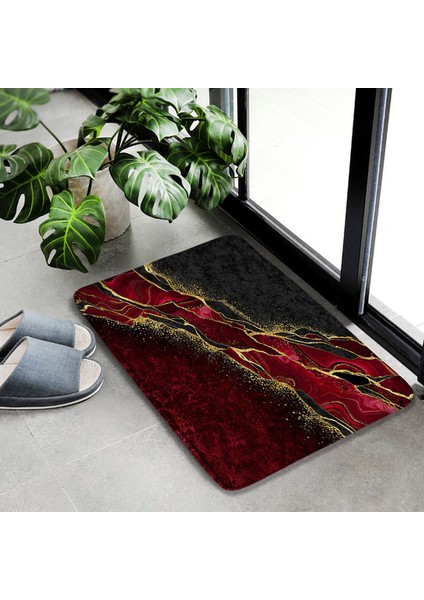 DD-1244AA 45X75CM-17.7X29.5IN Zümrüt Yeşili Mermer Banyo Paspas Seti Altın Çizgi Siyah Dokulu Desen Modern Geometrik Banyo Dekor Kaymaz Halı Tuvalet Kapağı Kapağı (Yurt Dışından)