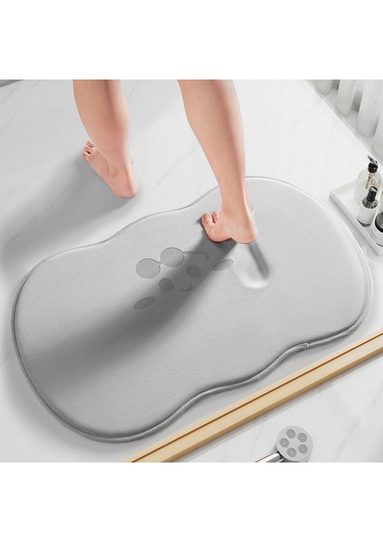 Gri Gülümseme 40X60 cm Süper Emici Banyo Paspas Kalınlaşmış Banyo Paspas Halı Duş Küvet Için Kaymaz Banyo Paspas Halı Paspas Ayak Pedi (Yurt Dışından)