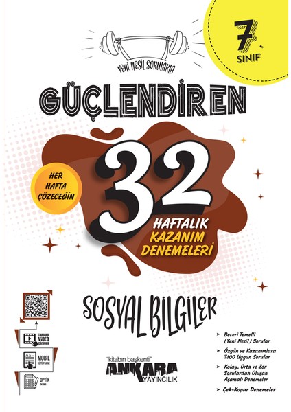 Ankara Yayıncılık 2024 Güncel 7.Sınıf  Sosyal Bilgiler Güçlendiren 32 Haftalık Nesil Deneme Seti