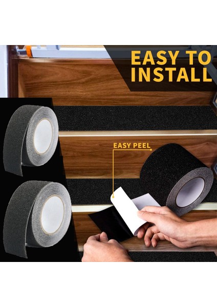 Siyah 5 cm x 1 M 5 M Kaymaz Bant Açık Kaymaz Şeritler Duş Zemin Çıkartmaları Kayma Çekiş Aşındırıcı Yapışkan Merdiven Güvenlik Basamağı Adım (Yurt Dışından) indirimleri