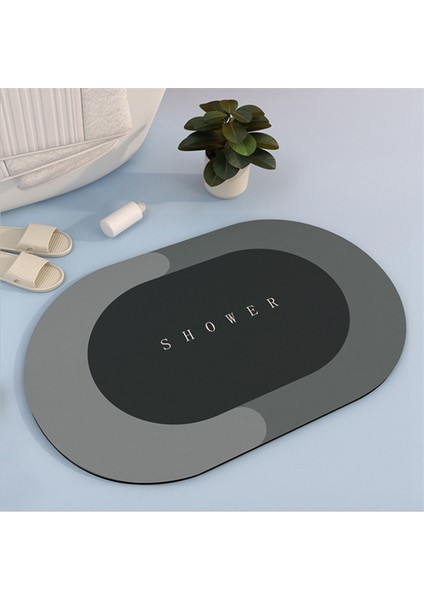 Oval 01 40CMX60CM Süper Emici Zemin Banyo Duş Matı Çabuk Kuruyan Banyo Halısı ve Mat Seti Kapı Tuvalet Halısı Kaymaz Mutfak Ev Yağ Geçirmez (Yurt Dışından)