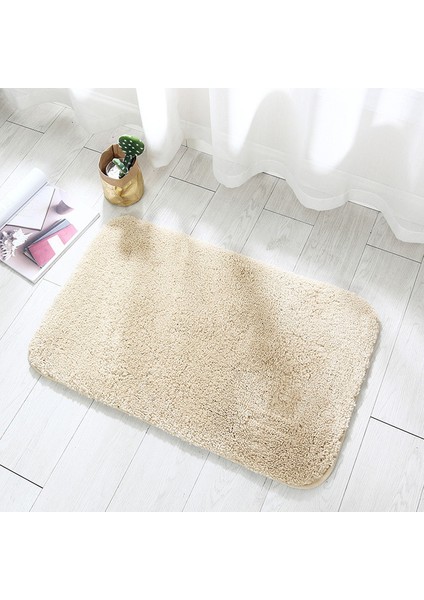 Bej 50X80 cm Tüylü Kalın Banyo Paspas Düz Renk Banyo Halıları Tuvalet Paspas Zemin Halıları Küvet Lavabo Yanında Mikrofiber Duş Odası Pedi (Yurt Dışından)