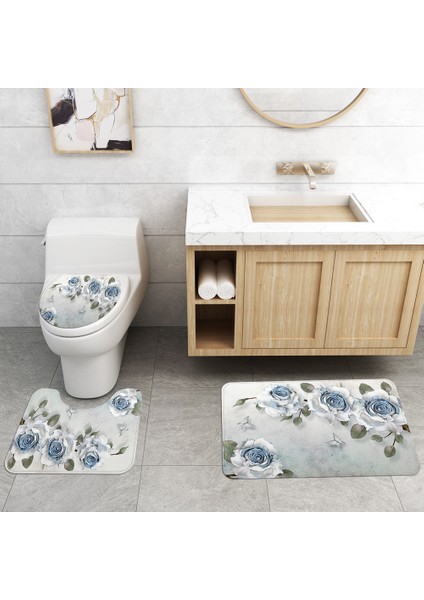 4 ADET-698 Çiçek Avrupa Tarzı Ev Dekor Tuvalet Paspas Banyo Paspas ve Duş Perdesi Seti Banyo Halı Seti Kaymaz Banyo Ayak Mat (Yurt Dışından) indirimleri