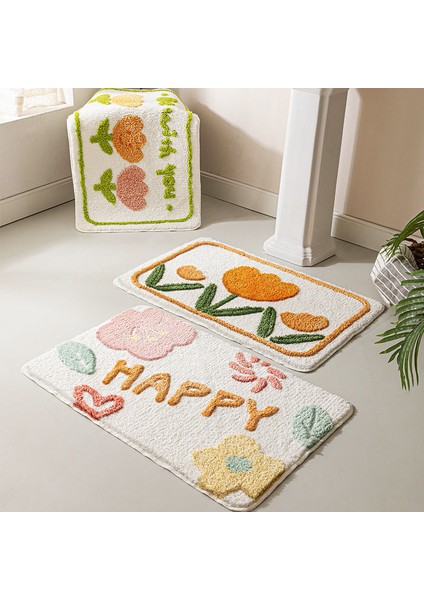 011 400MMX600MM Pastoral Stil Banyo Paspas Çok Boyutlu Banyo Mutfak Halı Seti Kaymaz Paspas Duş Odası Tuvalet Halıları Zemin Alanı Dekor Pedi (Yurt Dışından) fiyatları