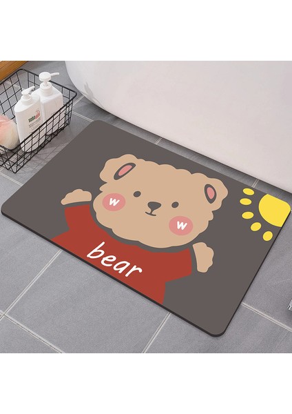 Oval 7 400 mm x 600 mm Sevimli Karikatür Banyo Emici Ped Halı Oval Diatom Çamur Su Emici Banyo Paspas Çabuk Kuruyan Kaymaz Tuvalet Paspaslar (Yurt Dışından)