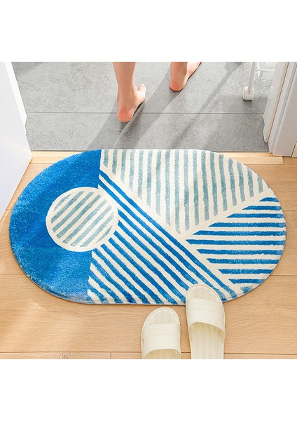 Dikdörtgen-Mavi 40X60CM Çizgili Banyo Paspasları Dikdörtgen Su Emici Zemin Halısı Kaymaz Duş Mat Tuvalet Kapı Giriş Paspası Banyo Dekorasyonu (Yurt Dışından) fırsatları