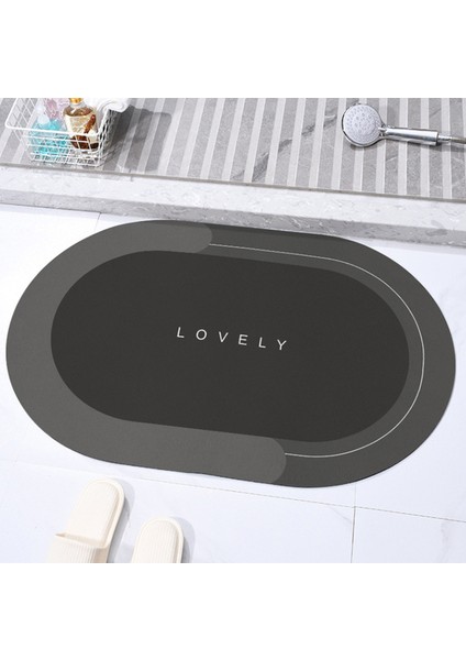 Oval Siyah 40X60 cm Diatom Çamur Kaymaz Mat Banyo Banyo Halısı Süper Emici Ön Kapı Mat Banyo Malzemeleri Diatom Çamur Zemin Üzerinde Banyo Paspası (Yurt Dışından)