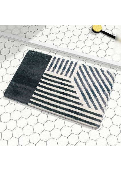 Dikdörtgen-Gary 40X60CM Çizgili Banyo Paspasları Dikdörtgen Su Emici Zemin Halısı Kaymaz Duş Mat Tuvalet Kapı Giriş Paspası Banyo Dekorasyonu (Yurt Dışından)