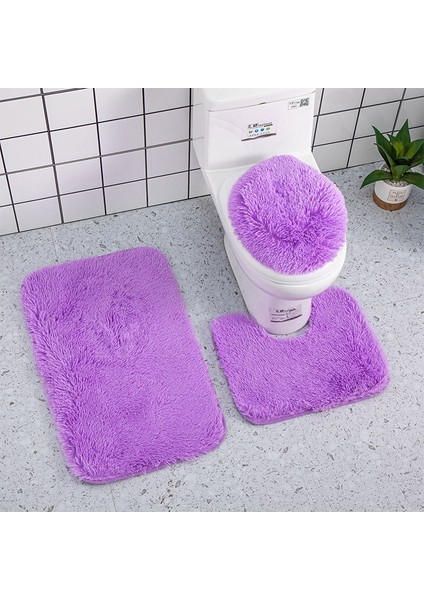 Sarı 3 Adet Banyo Paspas Seti Banyo Ipek Kravat-Boya Tuvalet Yumuşak Kaymaz Halı Duş Halıları Tuvalet Kapak Kapak Paspaslar Koridor Için (Yurt Dışından)