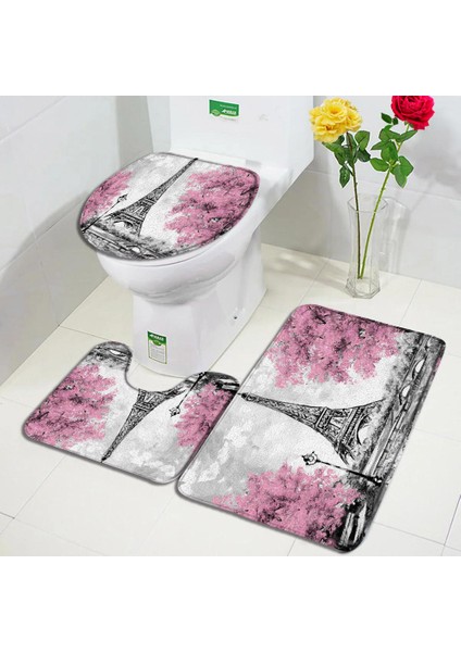 136CY-3PCS Set 45X75CM-17.7X29.5IN Çiçek Parfüm Banyo Paspasları Setleri Kelebek Pembe Çiçek Siyah Beyaz Çizgili Baskı Kapı Kilim Banyo Dekor Kaymaz Tuvalet Kapağı Mat (Yurt Dışından) indirimleri