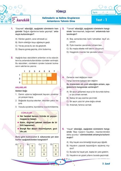 7. Sınıf Tüm Dersler Soru Bankası