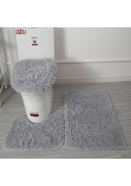 Açık Gri 1pc 45X50CM 1-3pcs Peluş Banyo Banyo Paspas Seti Kaymaz Tuvalet Halıları ve Tuvalet Kapağı Kapağı Banyo Için Yumuşak Tüylü Duş Halısı Paspaslar (Yurt Dışından)