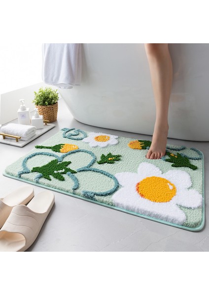 Hello-Gri 50X80CM Inyahome Duş ve Banyo Odası Çiçekli Zemin Mat Halı Kilimler Su Emici Kaymaz Yumuşak Mikrofiber Banyo Paspasları Makinede Yıkanabilir (Yurt Dışından) modelleri
