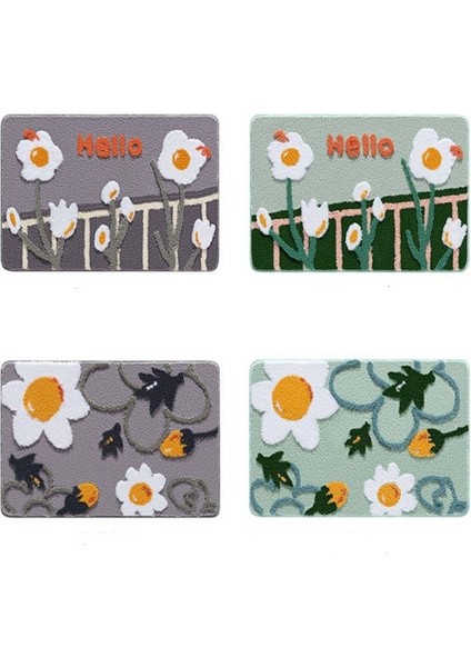 Hello-Gri 50X80CM Inyahome Duş ve Banyo Odası Çiçekli Zemin Mat Halı Kilimler Su Emici Kaymaz Yumuşak Mikrofiber Banyo Paspasları Makinede Yıkanabilir (Yurt Dışından) fırsatları