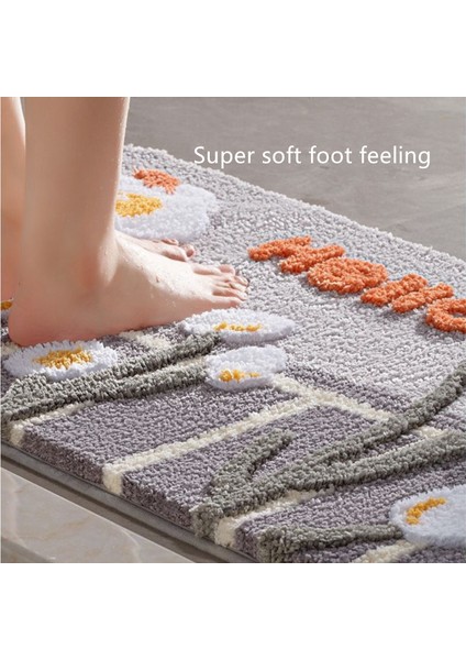 Hello-Gri 50X80CM Inyahome Duş ve Banyo Odası Çiçekli Zemin Mat Halı Kilimler Su Emici Kaymaz Yumuşak Mikrofiber Banyo Paspasları Makinede Yıkanabilir (Yurt Dışından) indirimleri