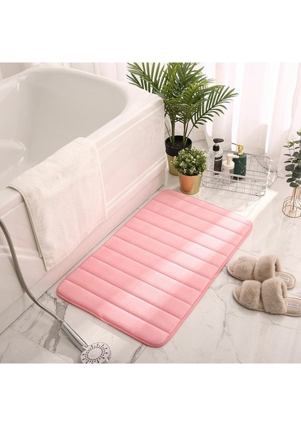 Pembe 50X120 cm Tuvalet Zemin Mat Yumuşak Polar Mat Çizgili Kaymaz Banyo Paspas Oturma Odası Mikrofiber Halı Ev Küvet Kanepe Alfombra Banyo Alanı Halı (Yurt Dışından)
