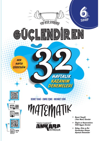 Ankara Yayıncılık 2024 Güncel 6.Sınıf Matematik ve Sosyal Bilgiler Güçlendiren Soru Bankası ve 32 Haftalık Deneme Seti