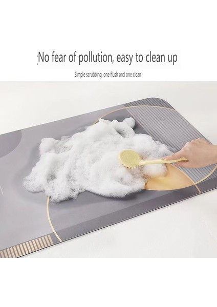Temizleme Fırçası 40-60 cm Banyo Emici Ped Halı Oval Diatom Çamur Su Emici Banyo Paspas Hızlı Kuruyan Kaymaz Tuvalet Paspaslar Mutfak Kapı (Yurt Dışından)
