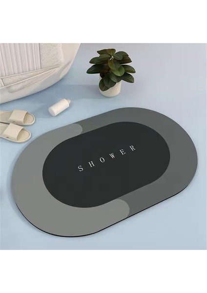 Oval Gri Banyo Paspasları Banyo Yumuşak Paspaslar Tuvaletler Kaymaz Güçlü Su Emme Kapı Halı Ev Mutfak Yatak Odası Balkon Halıları (Yurt Dışından)