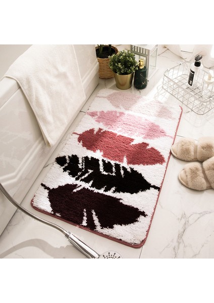 F 50X80CM Özel Sadelik Iskandinav Tarzı Banyo Paspas Kaymaz Flok Banyo Halısı Hızlı Su Emici Zemin Yatak Odası Oturma Odası Halısı (Yurt Dışından)