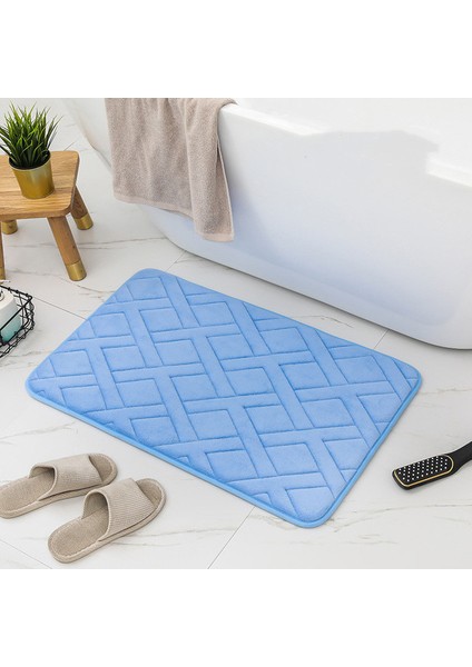 Sling Açık Mavi 60X90CM Inyahome Soft Step Premium Bellek Köpük Banyo Halısı Süper Emici Kaymaz Makinede Yıkanabilir Hızlı Kuru Banyo Paspası Banyo Halısı (Yurt Dışından)